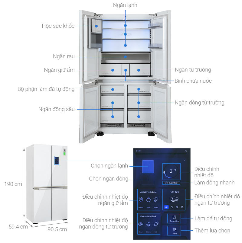 Tủ lạnh Haier Inverter 578 lít Multi Door HM720AGWVNU1