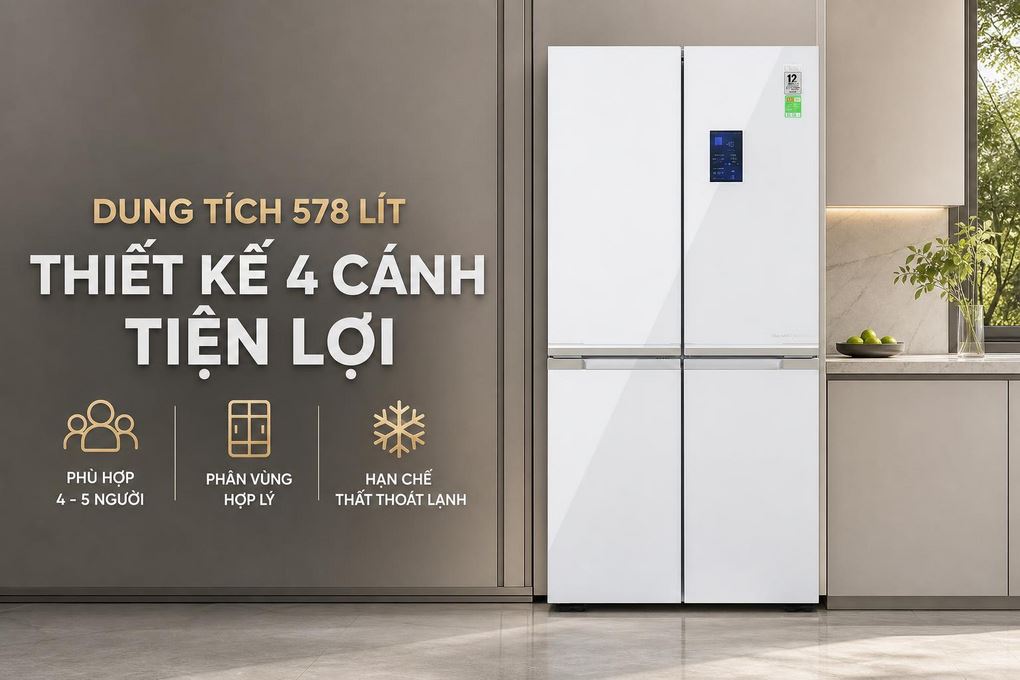 Tủ lạnh Haier Inverter 578 lít Multi Door HM720AGWVNU1 Màu Trắng