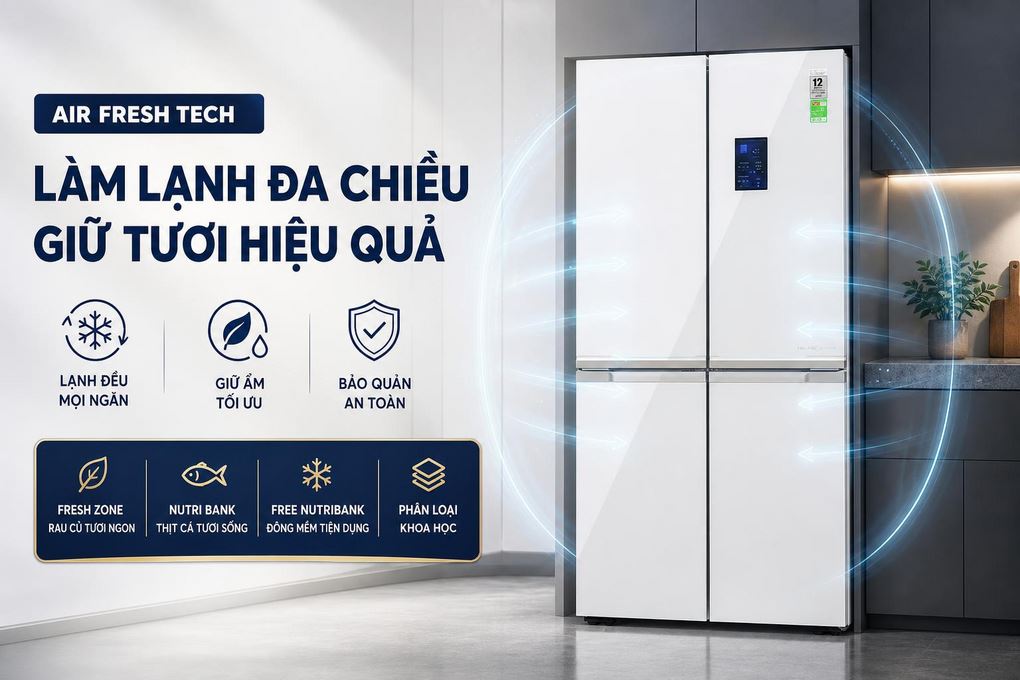 Tủ lạnh Haier Inverter 578 lít Multi Door HM720AGWVNU1 Màu Trắng