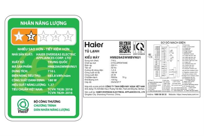 Tủ lạnh Haier Inverter 716 lít Multi Door HM829ASWMBVNU1 Màu Đen