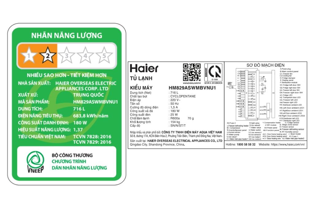 Tủ lạnh Haier Inverter 716 lít Multi Door HM829ASWMBVNU1 Màu Đen