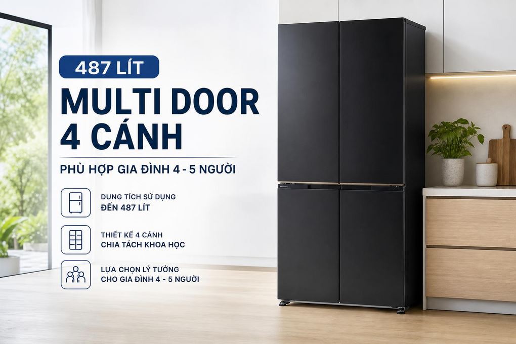 Tủ lạnh dung tích lớn 487 lít với Multi Door 4 cánh