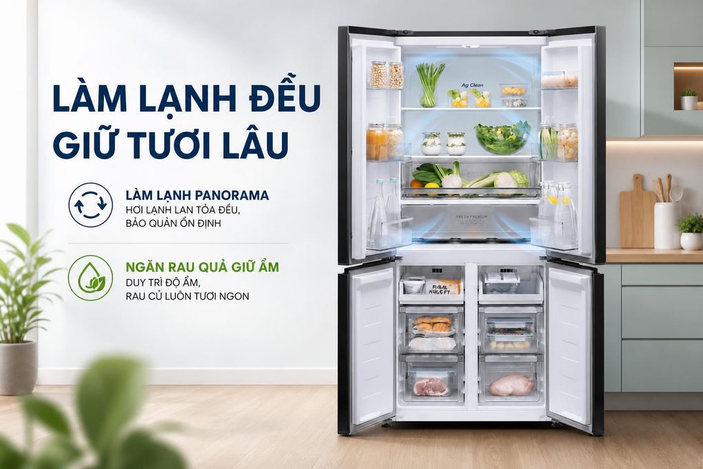 Tủ lạnh làm lạnh đều giữ tươi lâu thực phẩm