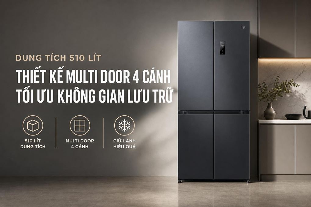 Tủ Lạnh Xiaomi Inverter 510 lít Multi Door Mijia Cross Door VN MRC51HMPAVN Màu Xám