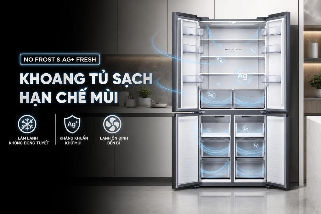 Tủ Lạnh Xiaomi Inverter 510 lít Multi Door Mijia Cross Door VN MRC51HMPAVN Màu Xám