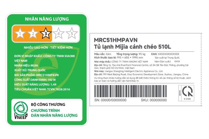 Tủ Lạnh Xiaomi Inverter 510 lít Multi Door Mijia Cross Door VN MRC51HMPAVN Màu Xám