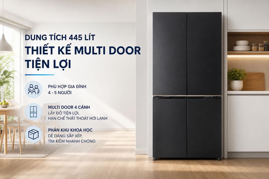 Tủ lạnh Panasonic Inverter 445 lít Multi Door NR-XZ520CWKV Màu Đen