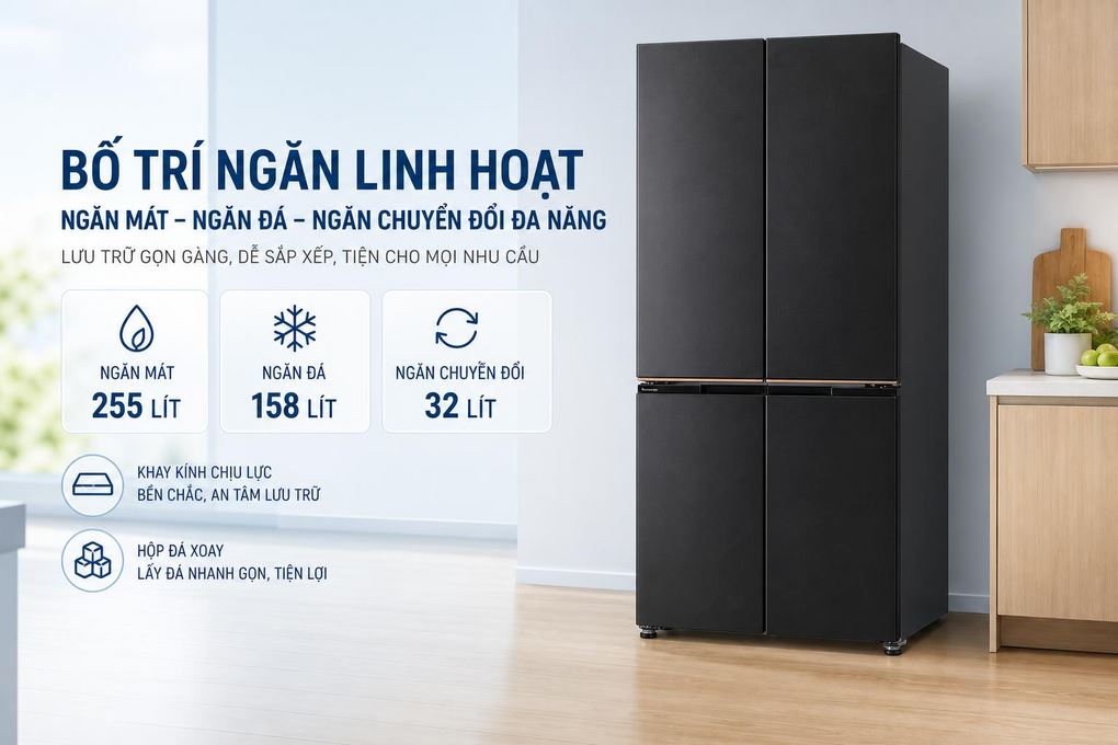 Không gian bên trong tủ lạnh Panasonic NR-XZ520CWKV 445 lít