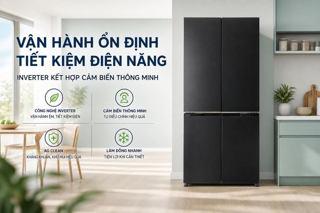 Tủ lạnh Panasonic Inverter 445 lít Multi Door NR-XZ520CWKV màu đen