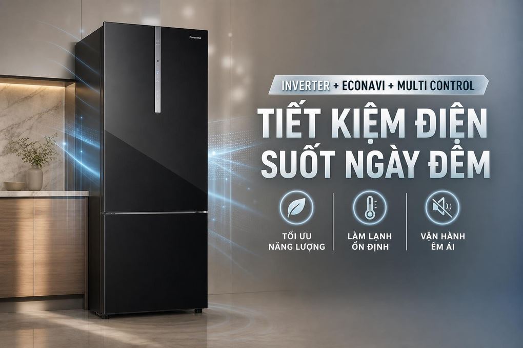 Tủ lạnh Panasonic Inverter 420 lít NR-BX471XGKV - Inverter kết hợp Econavi và Multi Control tối ưu tiết kiệm điện suốt ngày đêm