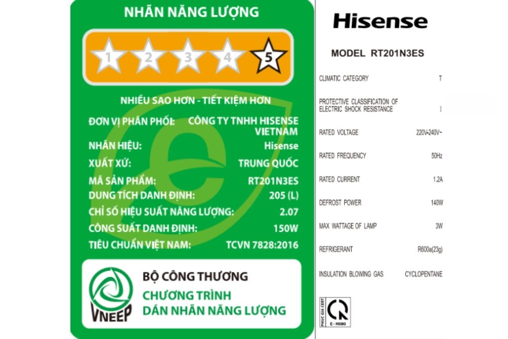 Tủ lạnh Hisense Inverter 205 lít RT201N3ES Màu Đen - Xám
