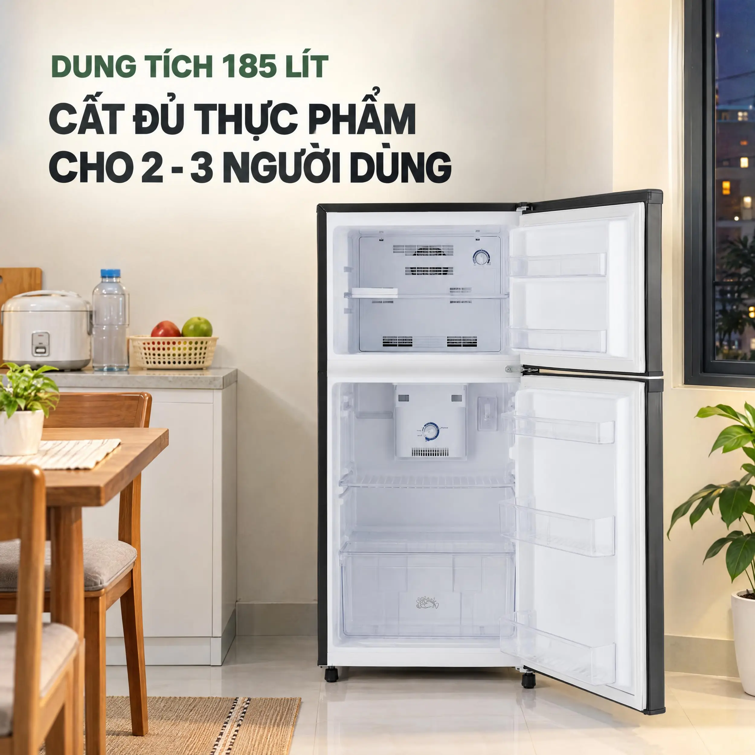 Tủ lạnh Funiki Inverter 185 lít HR T8185TDG - Dung tích 185 lít Tủ lạnh Funiki Inverter 185 lít HR T8185TDG - Dung tích 185 lít