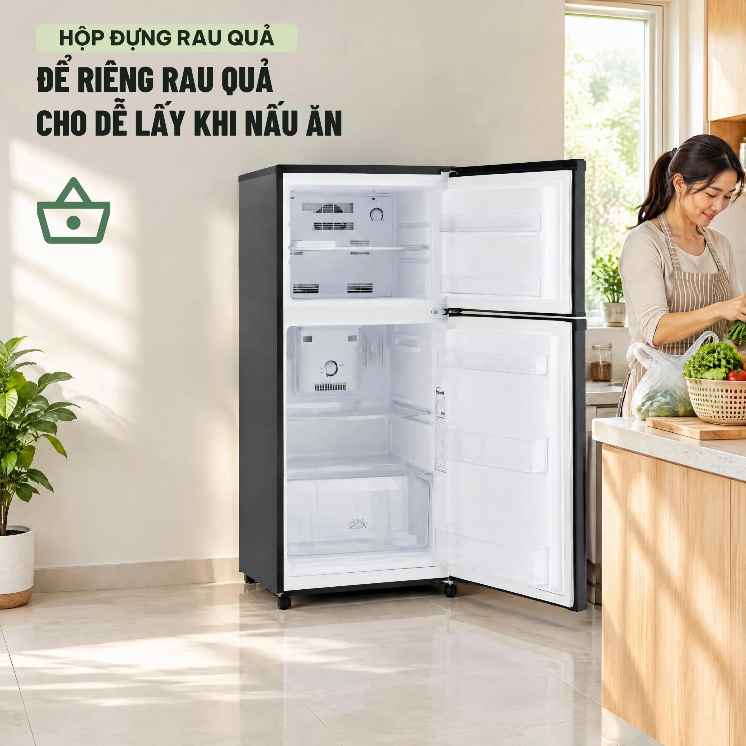 Tủ lạnh Funiki Inverter 185 lít HR T8185TDG - Trang bị hộp đựng rau củ quả riêng Tủ lạnh Funiki Inverter 185 lít HR T8185TDG - Trang bị hộp đựng rau củ quả riêng