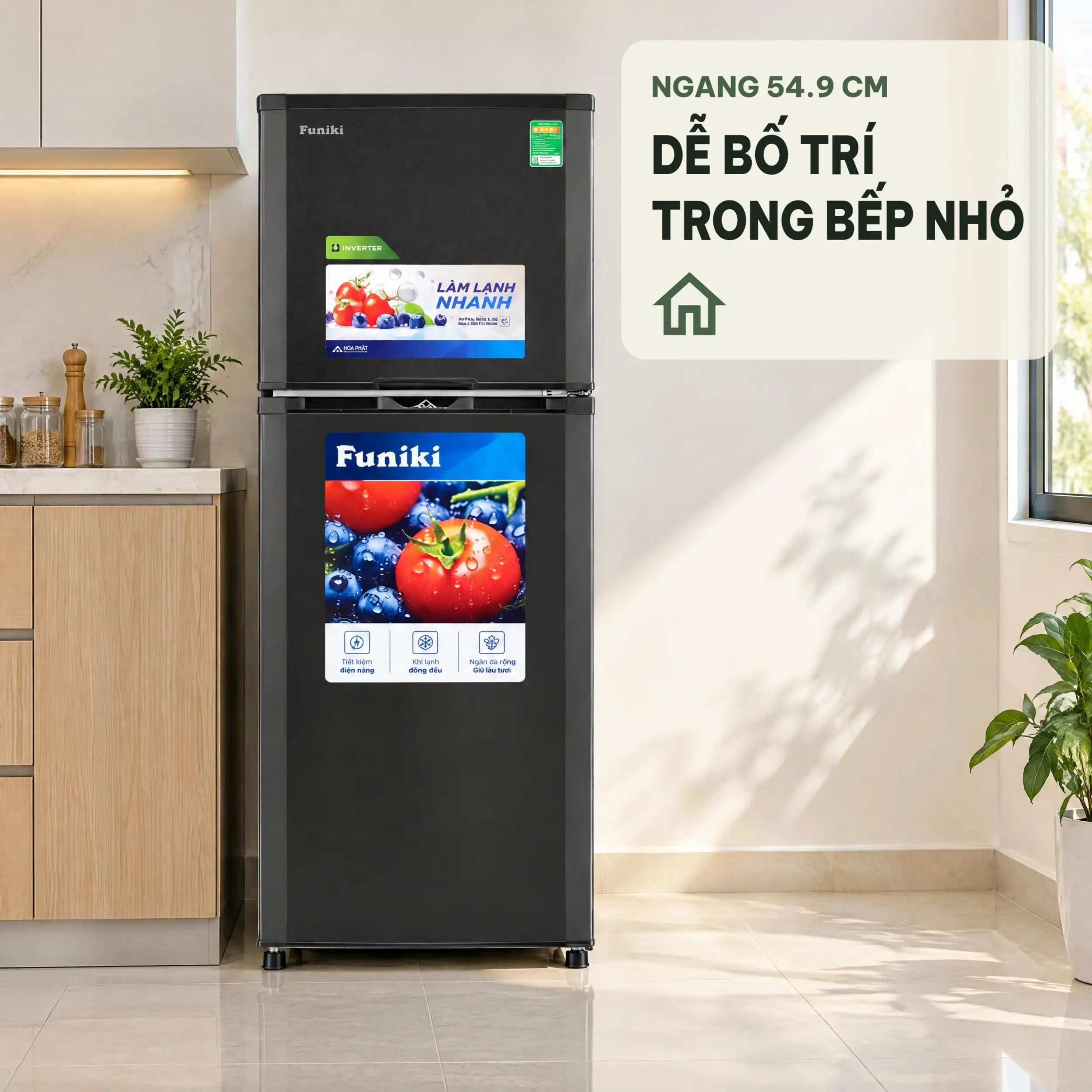 Tủ lạnh Funiki Inverter 209 lít HR T8209TDG Màu Đen