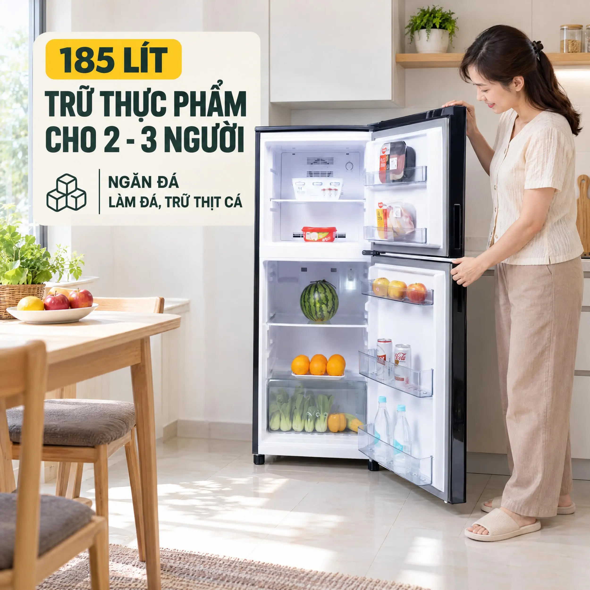 Tủ lạnh Funiki Inverter 185 lít HR T8185GB - Dung tích 185 lít Tủ lạnh Funiki Inverter 185 lít HR T8185GB - Dung tích 185 lít