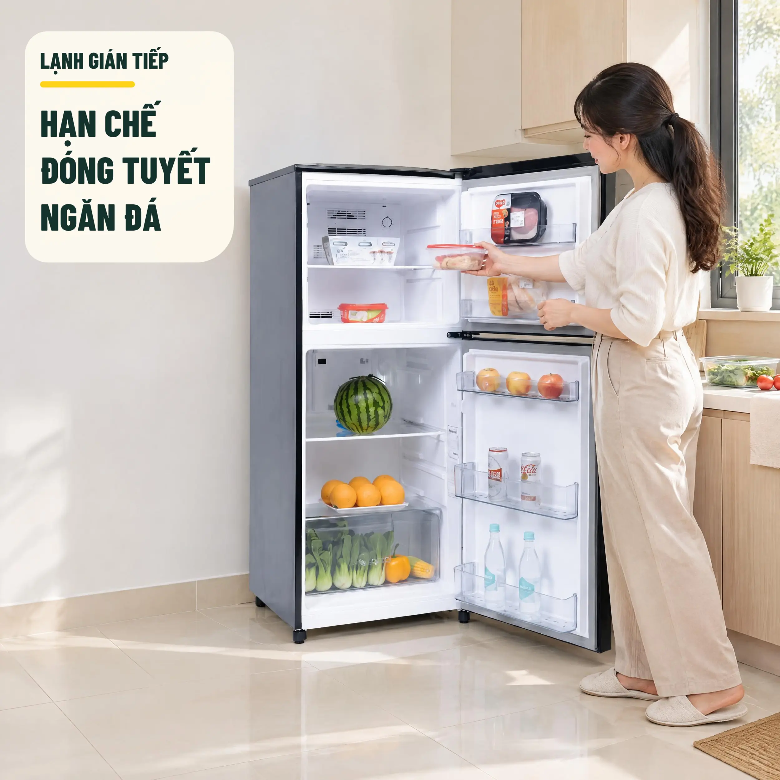 Tủ lạnh Funiki Inverter 185 lít HR T8185GB - Làm lạnh gián tiếp Tủ lạnh Funiki Inverter 185 lít HR T8185GB - Làm lạnh gián tiếp