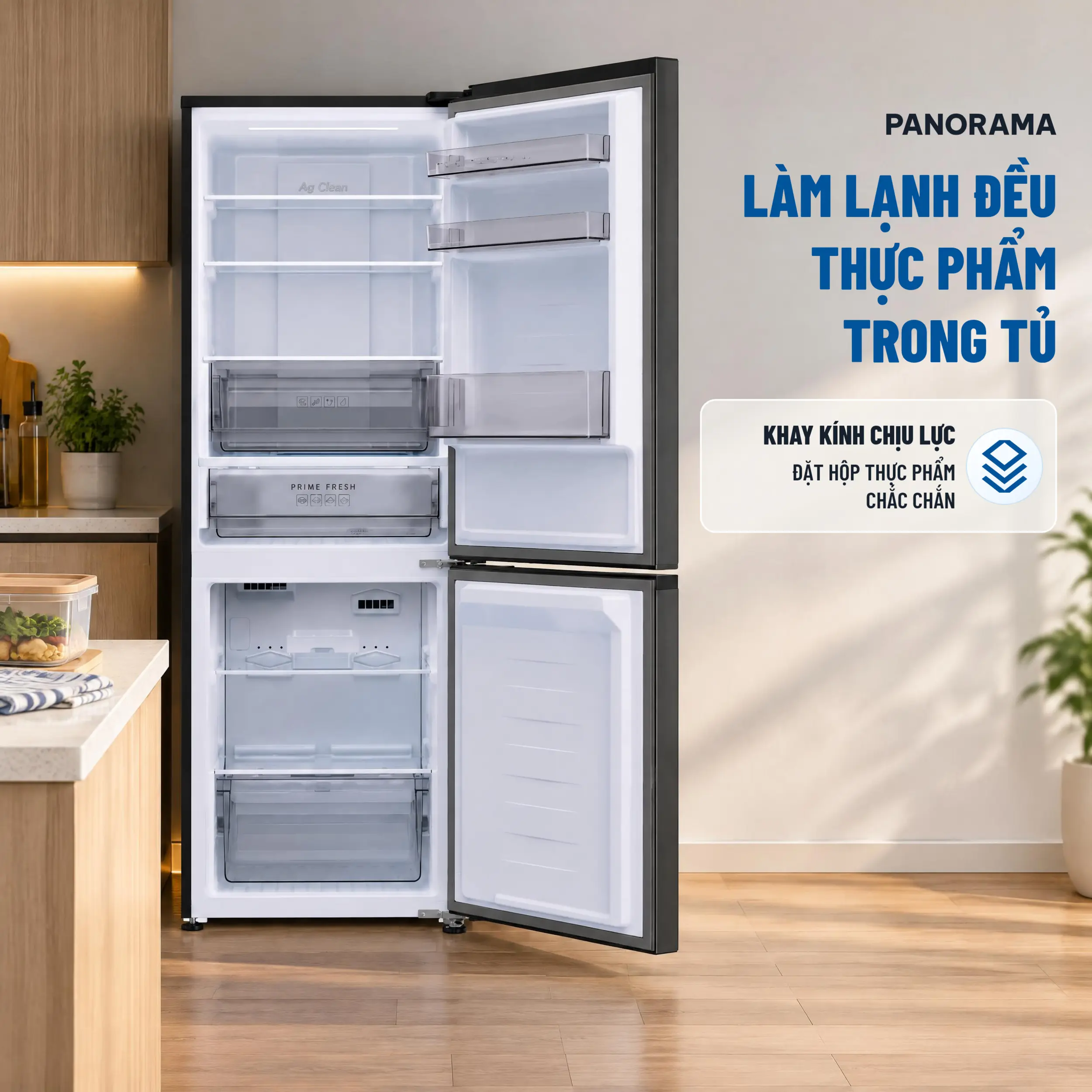 Tủ lạnh Panasonic Inverter 344 lít NR-BV372BWKV - Panorama làm lạnh đều Tủ lạnh Panasonic Inverter 344 lít NR-BV372BWKV - Panorama làm lạnh đều