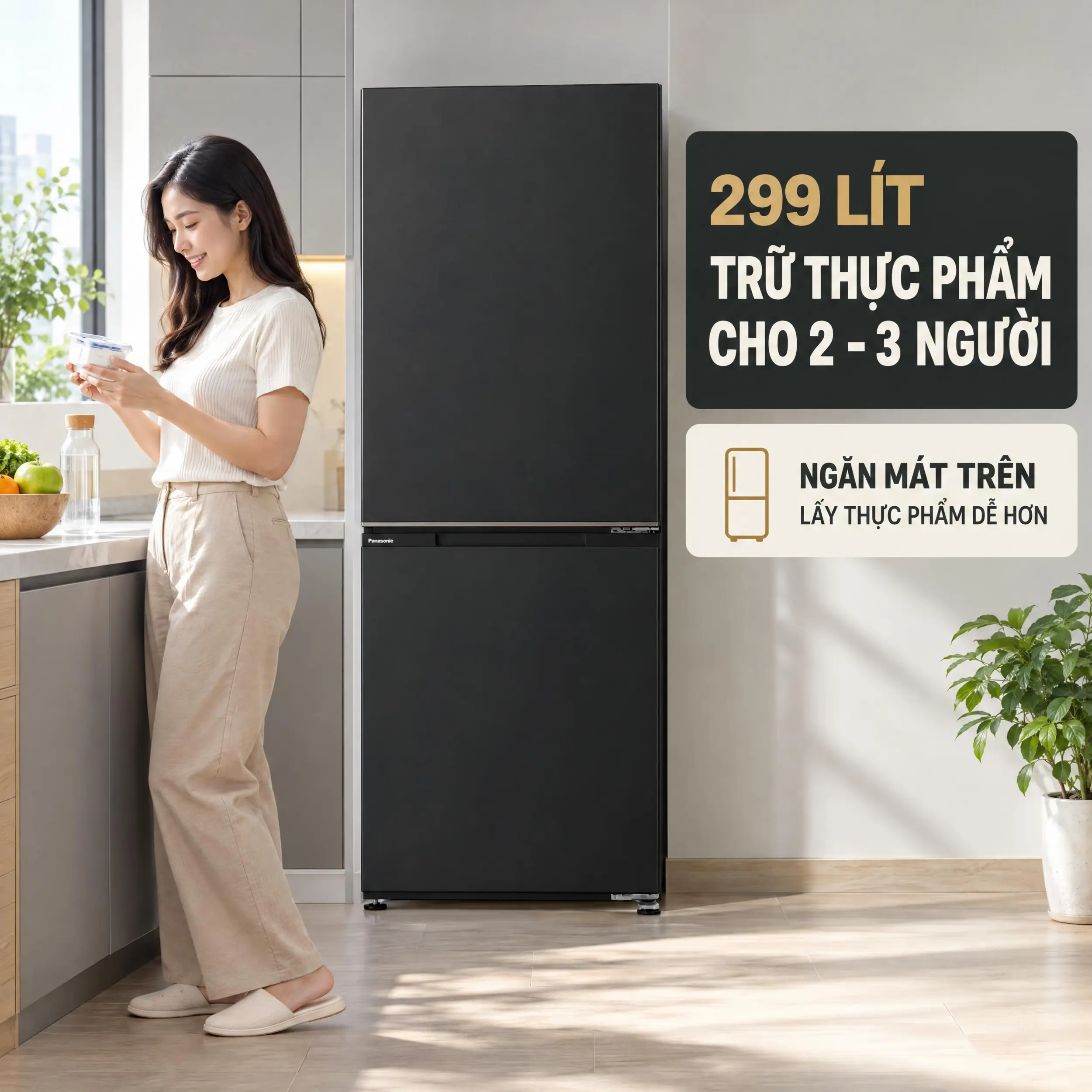 Tủ lạnh Panasonic Inverter 299 lít NR-BV322BWKV - Dung tích 299 lít