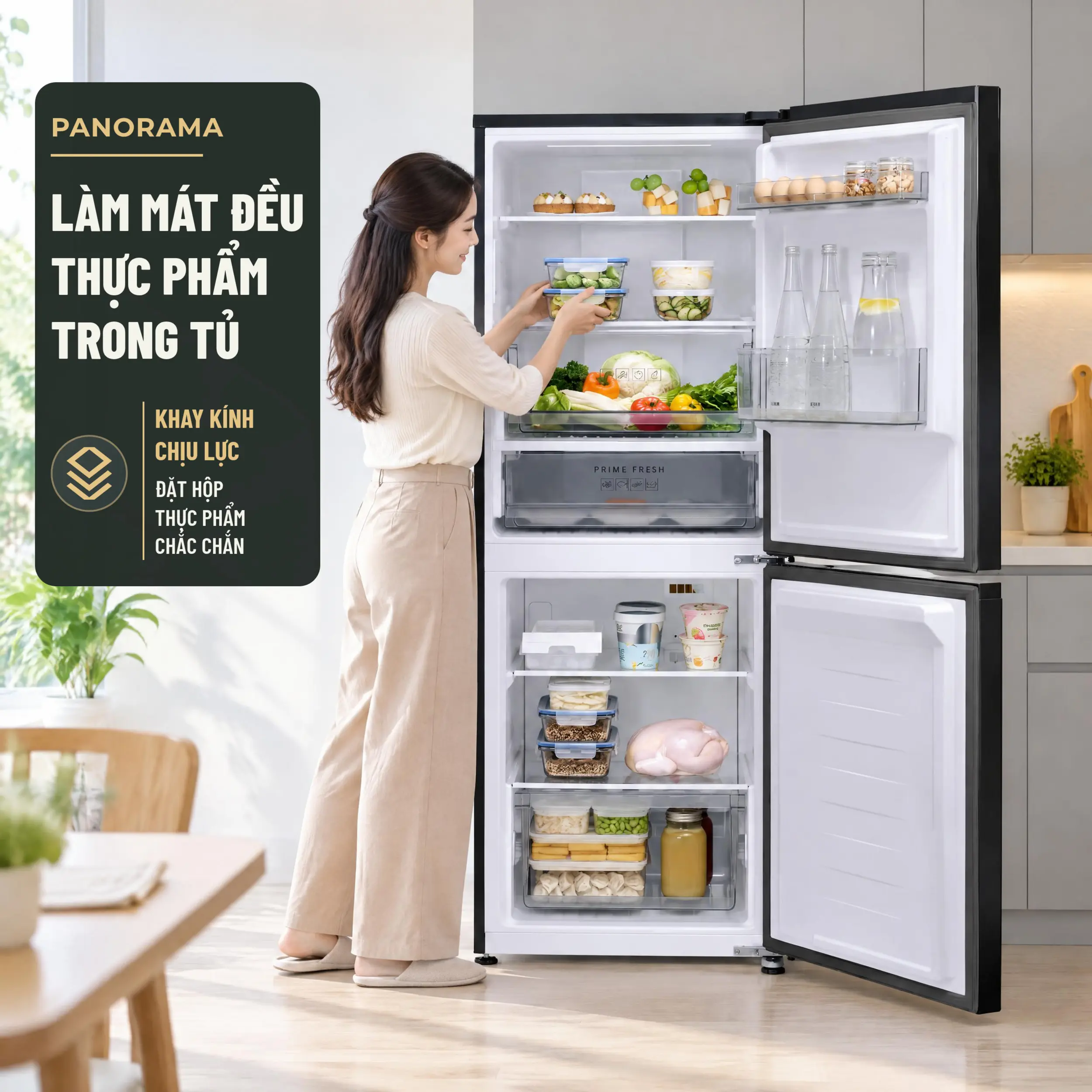 Tủ lạnh Panasonic Inverter 299 lít NR-BV322BWKV - Panorama làm lạnh đều
