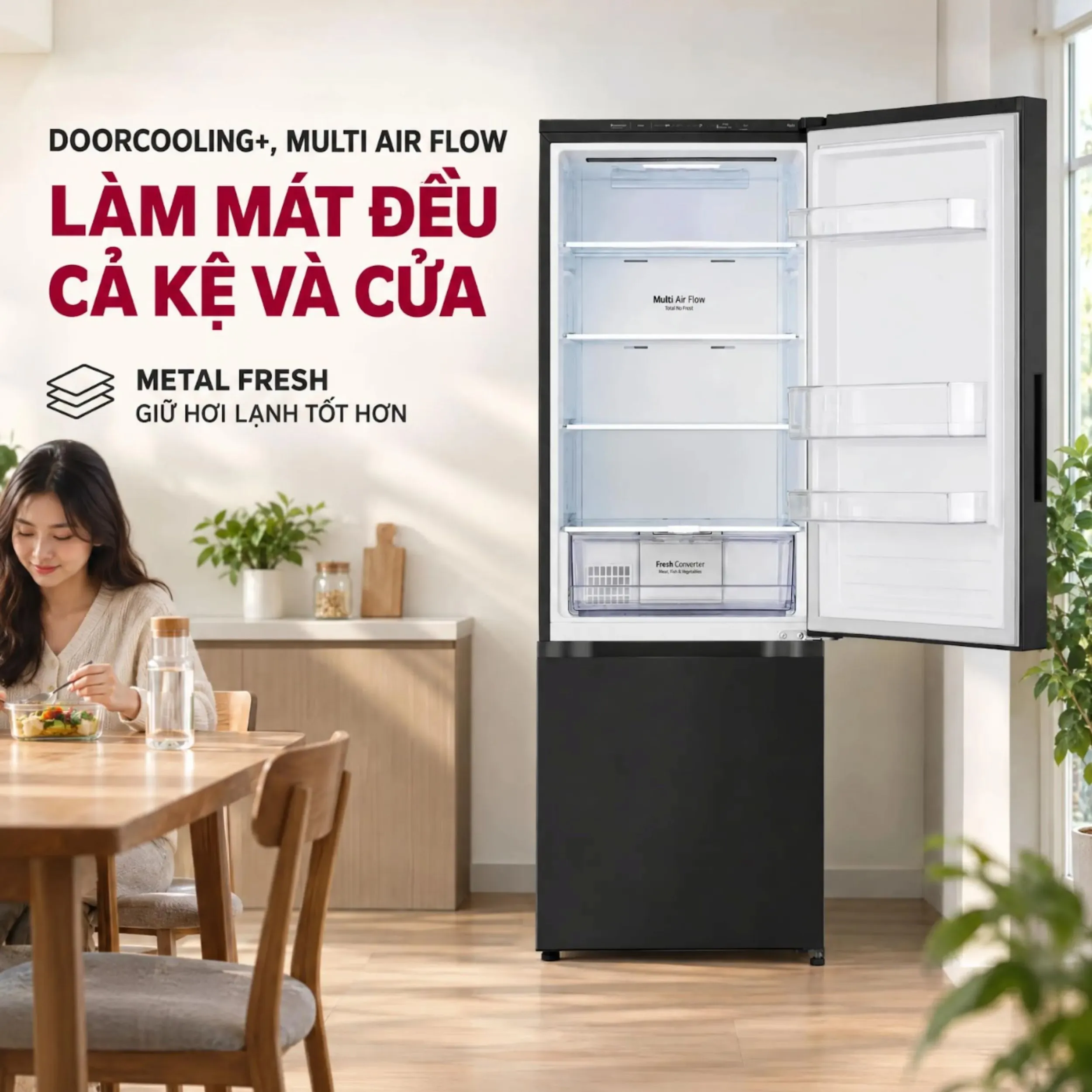 Tủ lạnh LG Inverter 335 lít B33BG Màu Đen
