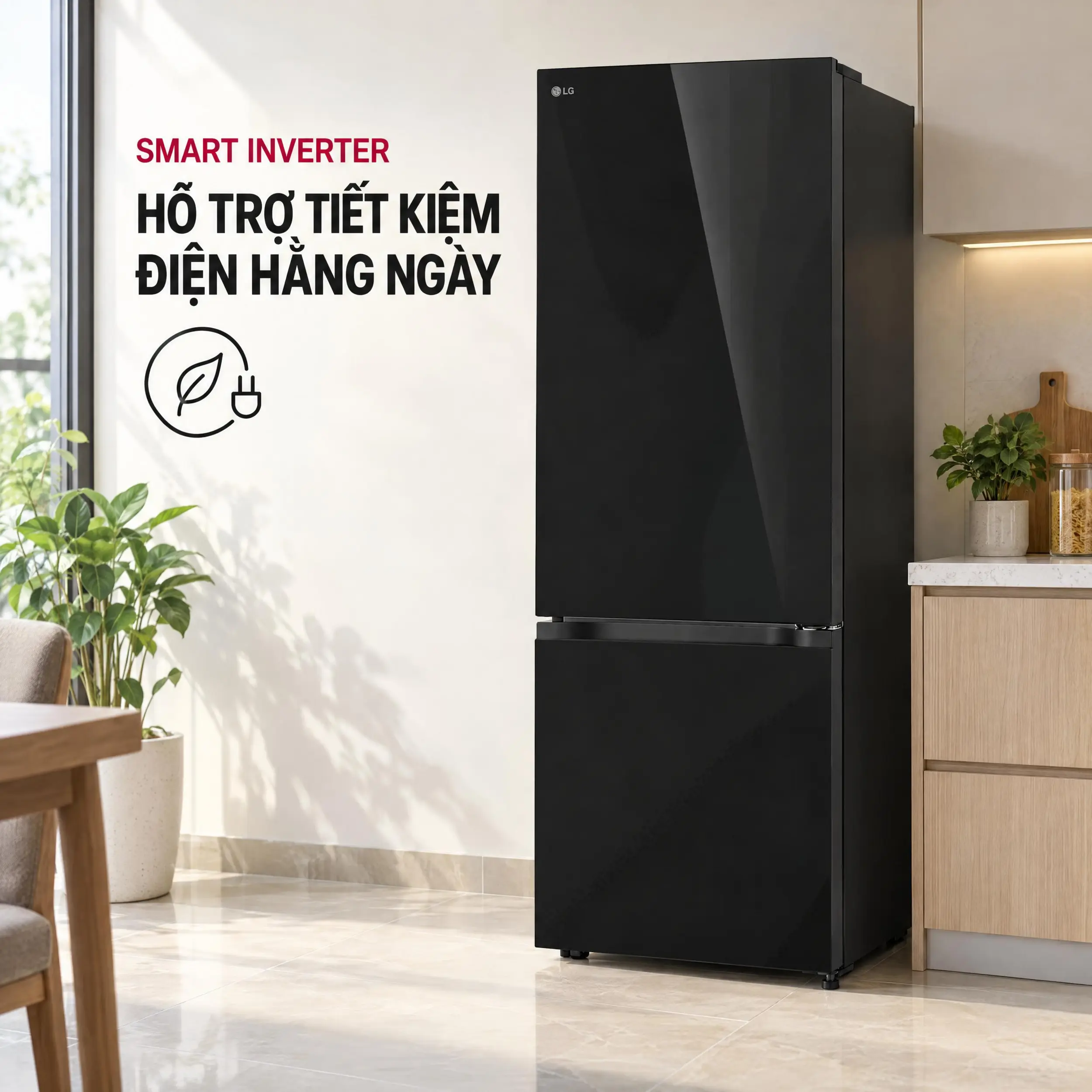 Tủ lạnh LG Inverter 335 lít B33BG Màu Đen