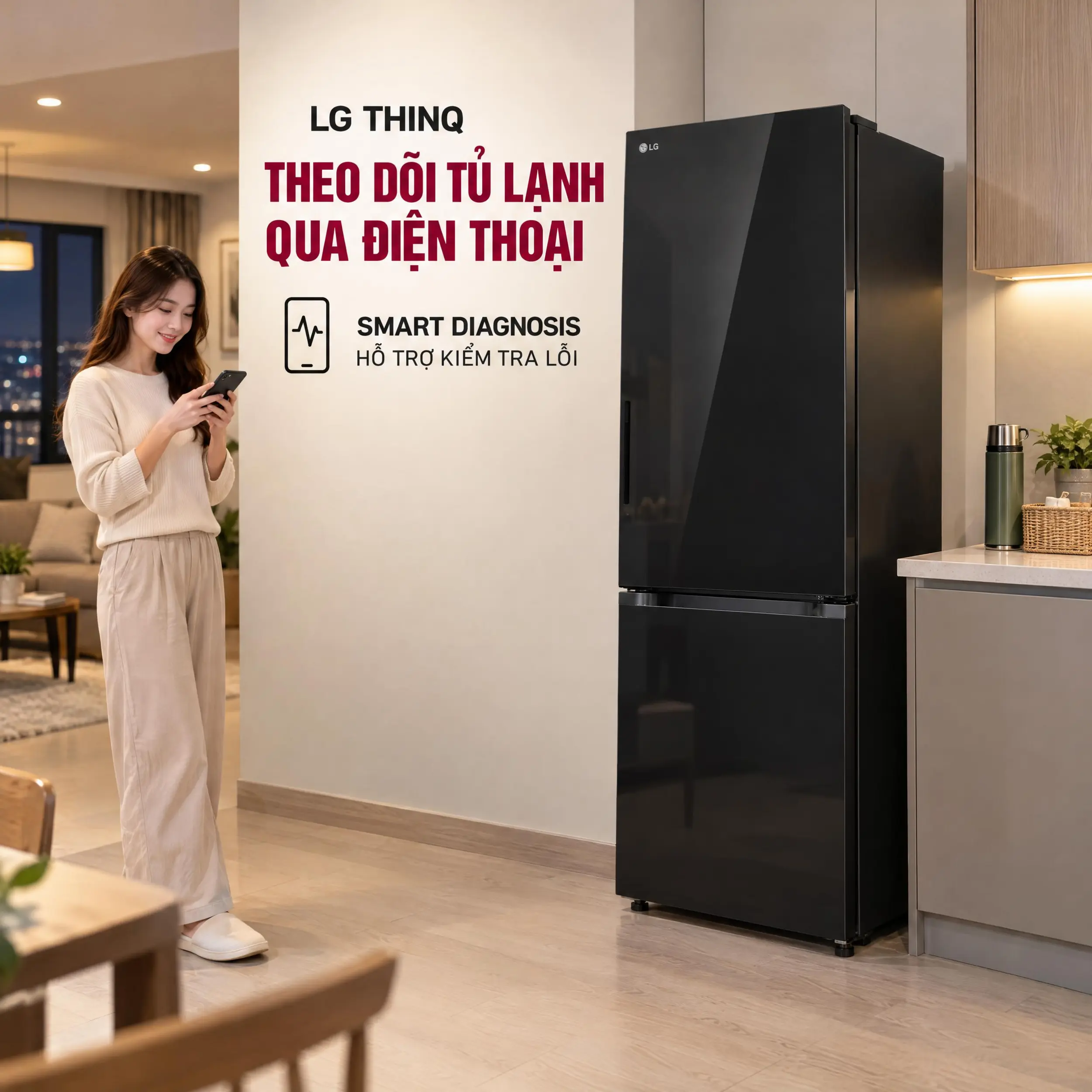 Tủ lạnh LG Inverter 335 lít B33BG Màu Đen