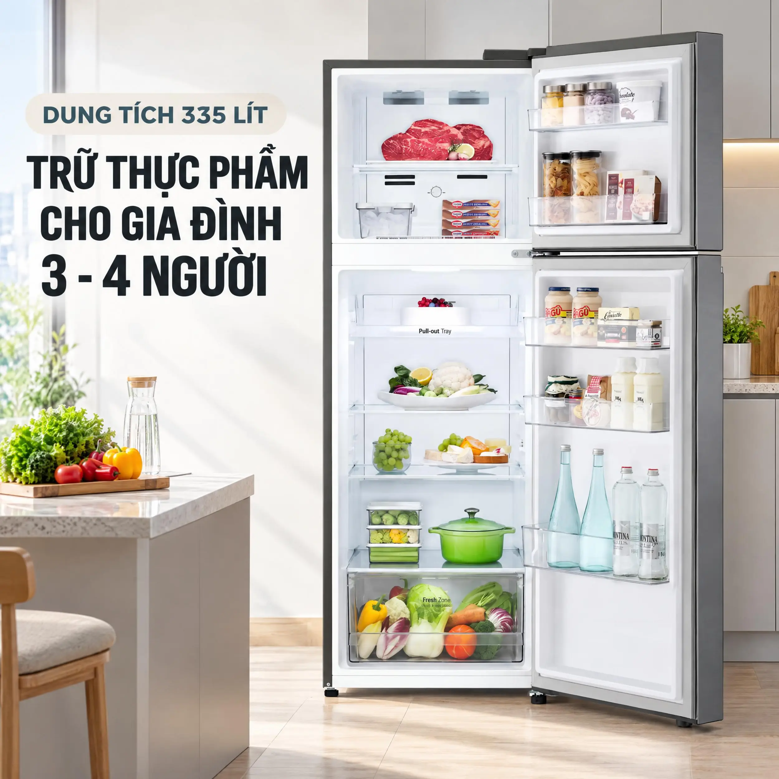 Tủ lạnh LG Inverter 335 lít T33SV2 Màu Bạc
