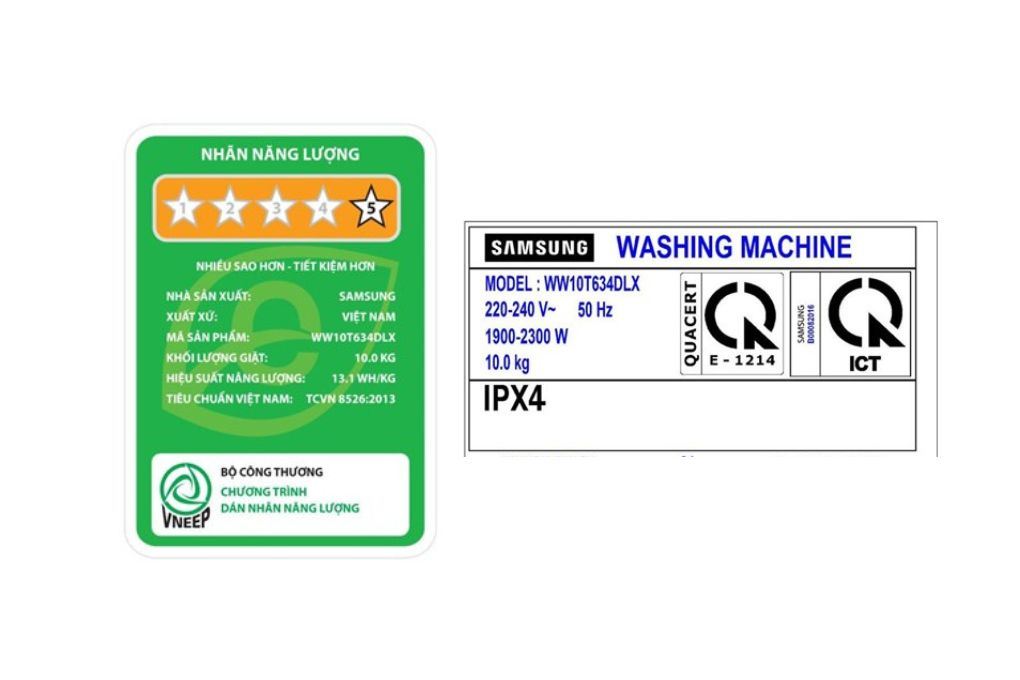Máy giặt Samsung AI Inverter 10 kg WW10T634DLX/SV Màu Inox
