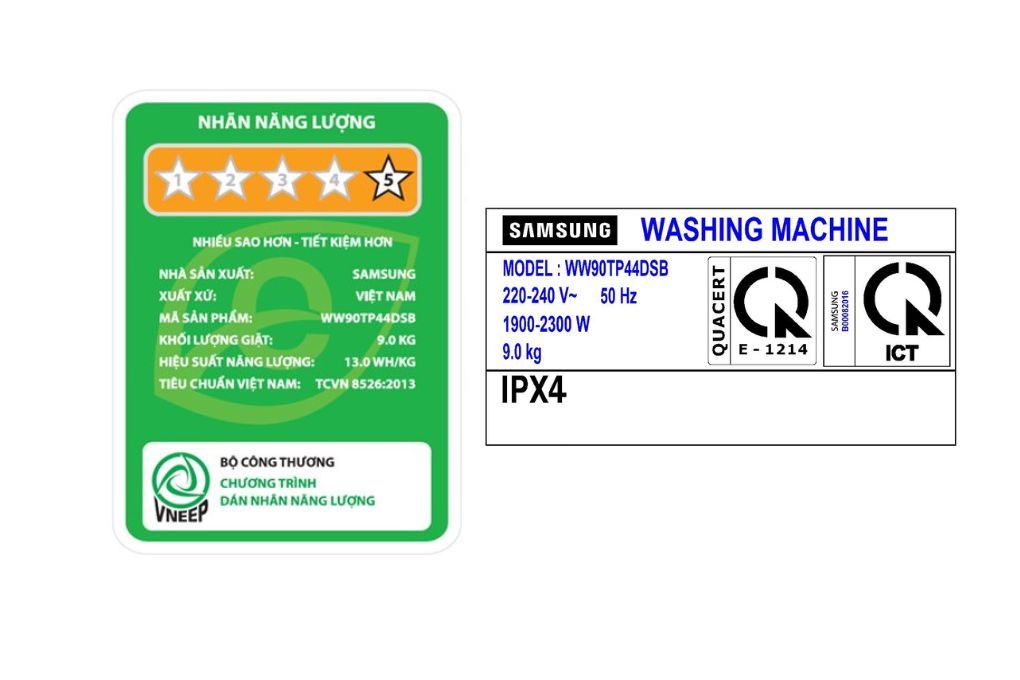 Máy giặt Samsung AI Inverter 9kg WW90TP44DSB/SV Màu Đen