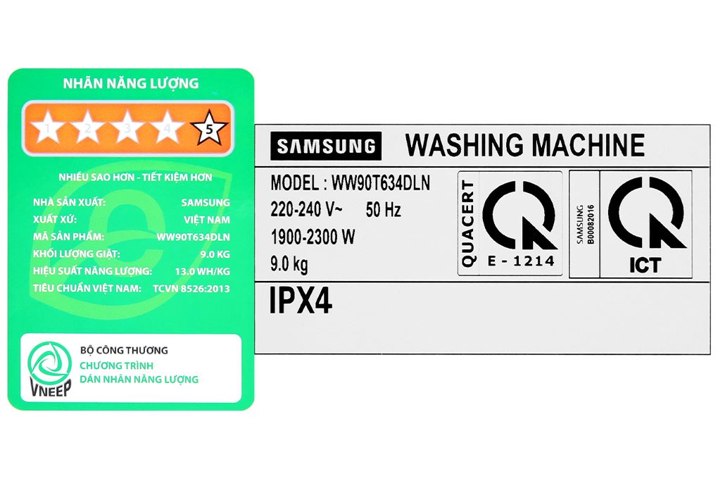 Máy giặt Samsung Inverter 9 kg WW90T634DLN/SV - 10