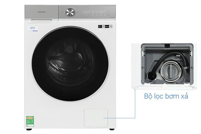 Máy giặt sấy Samsung Bespoke AI Inverter giặt 12 kg - sấy 8 kg WD12BB944DGHSV Màu Trắng - Bạc