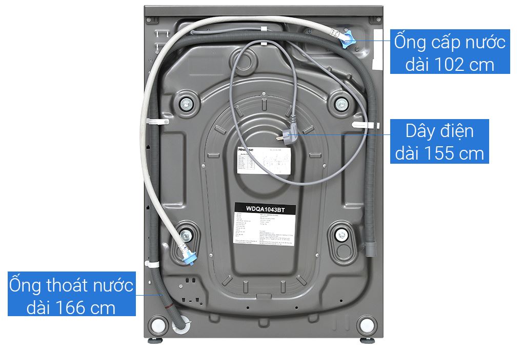 Máy giặt sấy Hisense Inverter giặt 10.5 kg - sấy 7 kg WDQA1043BT Màu Xám