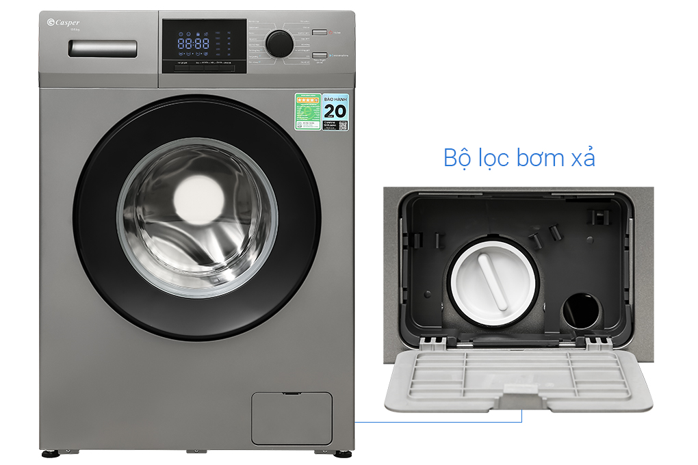 Máy giặt Casper Inverter 10.5 kg WF-105VG5 Màu Đen - Xám