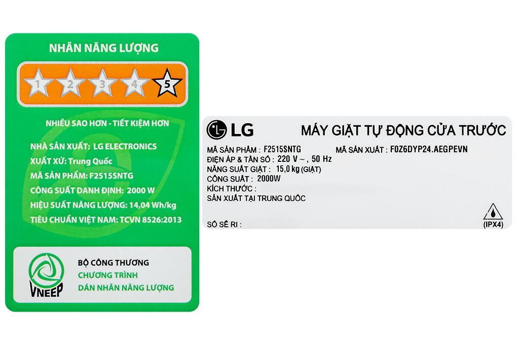 Máy giặt LG AI DD Inverter 15 kg F2515SNTG Màu Đen
