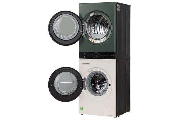 Tháp giặt sấy LG WashTower Inverter giặt 14 kg - sấy 10 kg WT1410NHEG Màu Màu be