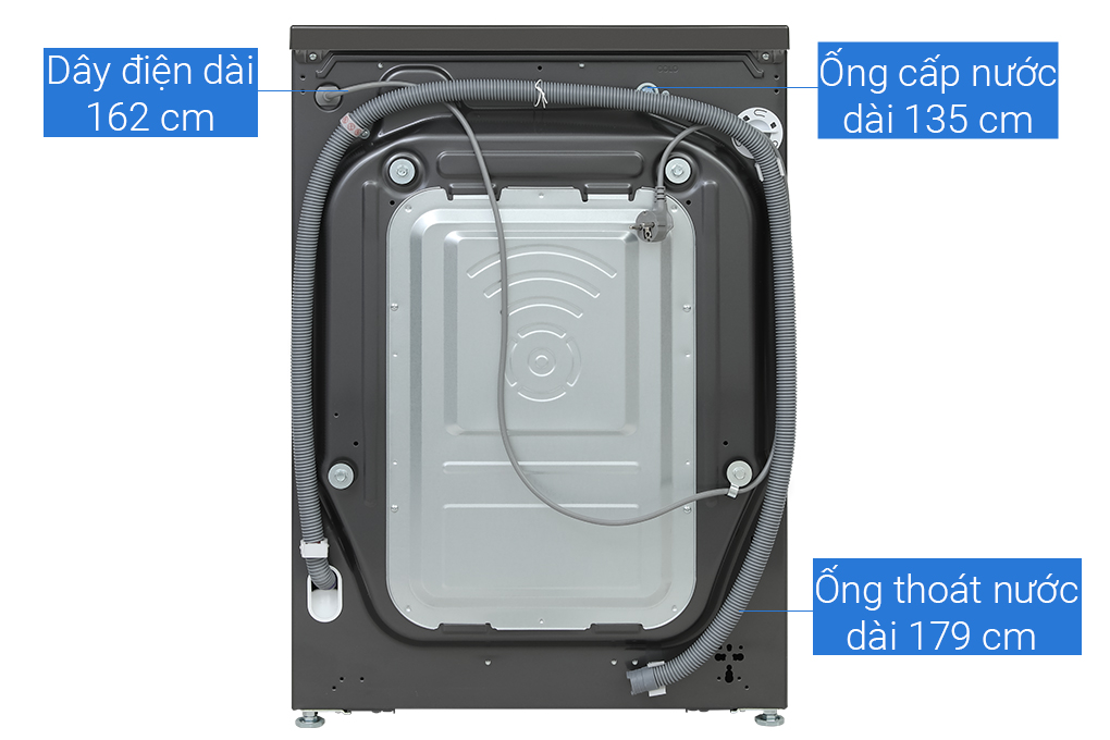 Máy giặt sấy LG Inverter giặt 11 kg - sấy 7 kg FV1411D4B Màu Đen