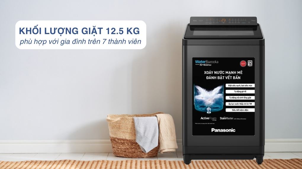 Máy giặt Panasonic Inverter 12.5 kg NA-FD125X3BV - Khối lượng giặt và chương trình hoạt động