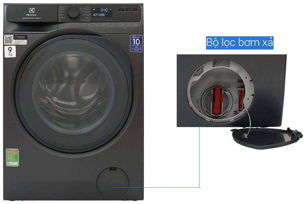 Máy giặt Electrolux UltimateCare 500 Inverter 9 kg EWF9023P5SC Màu Đen - Xám