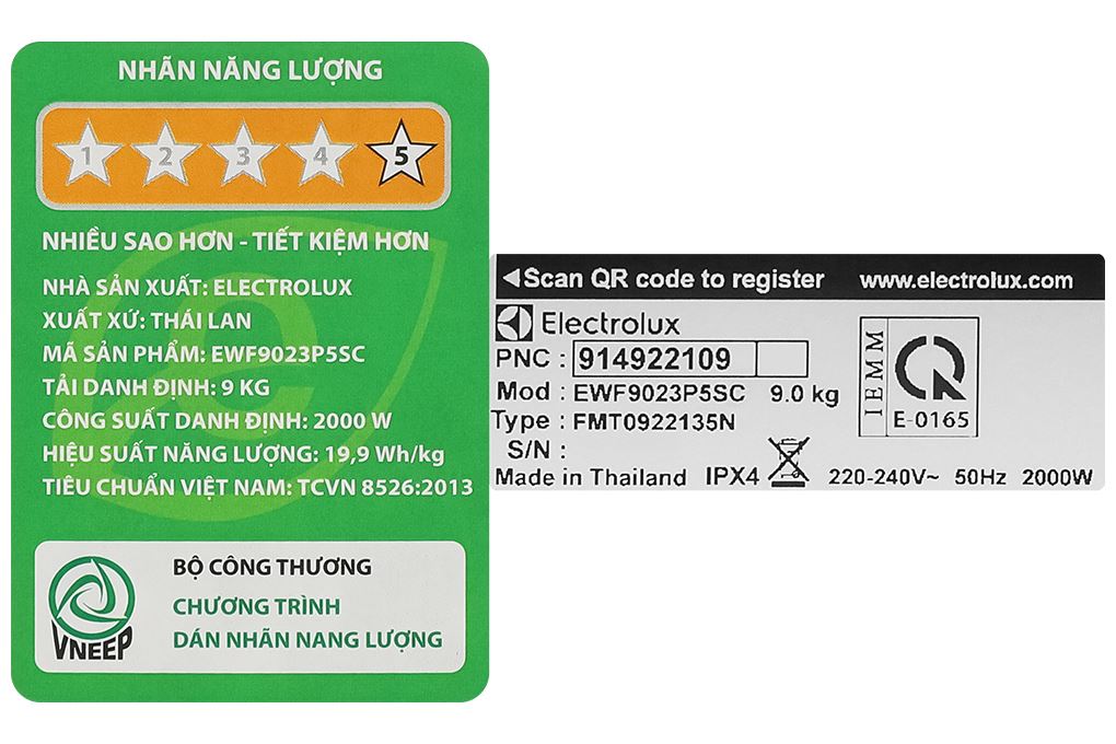 Máy giặt Electrolux UltimateCare 500 Inverter 9 kg EWF9023P5SC Màu Đen - Xám