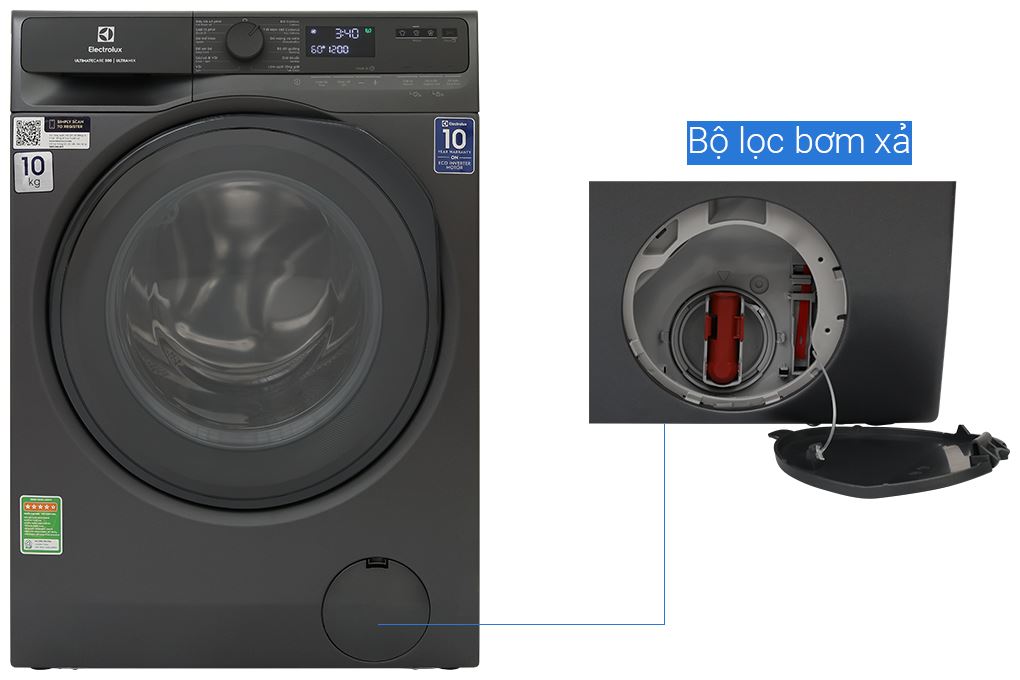 Máy giặt Electrolux UltimateCare 500 Inverter 10 kg EWF1023P5SC Màu Đen - Xám