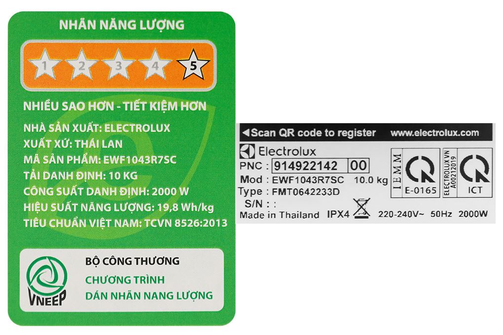 Máy giặt Electrolux UltimateCare 700 Inverter 10 kg EWF1043R7SC Màu Đen - Xám