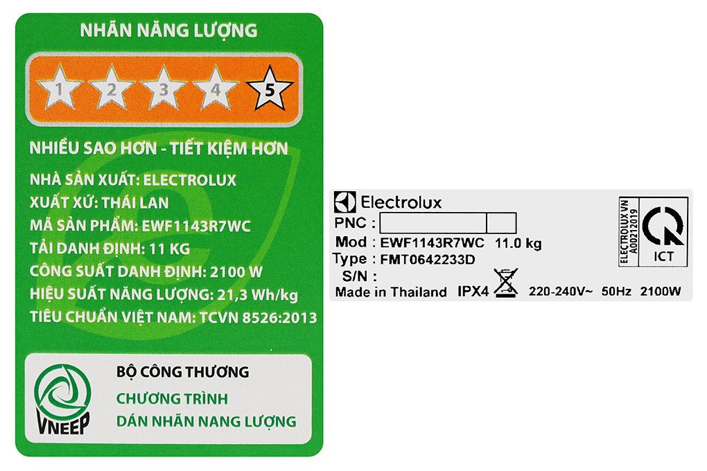 Máy giặt Electrolux UltimateCare 700 Inverter 11 kg EWF1143R7WC Màu Trắng