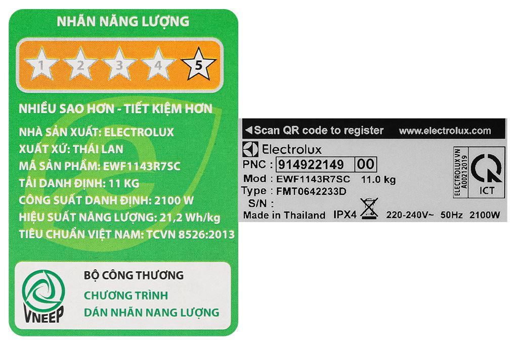 Máy giặt Electrolux UltimateCare 700 Inverter 11 kg EWF1143R7SC Màu Đen - Xám