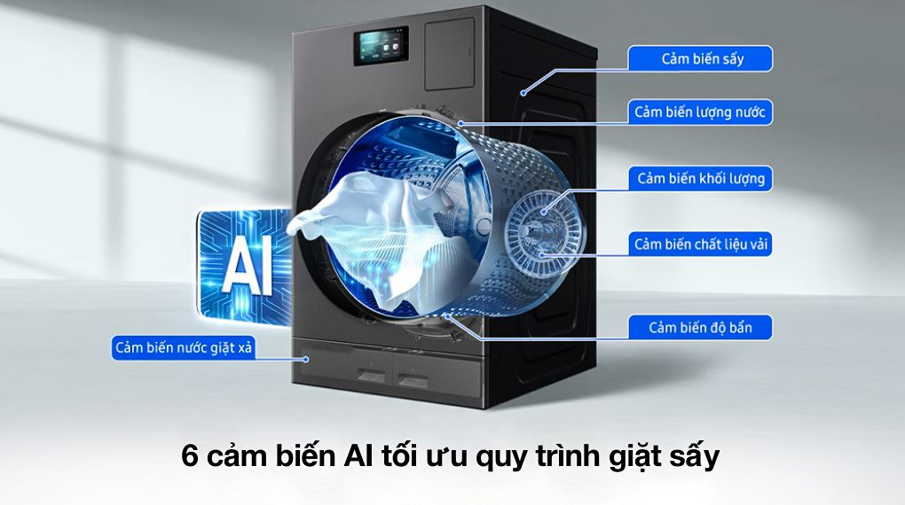 AI Wash - Máy giặt sấy Samsung AI Combo Heatpump Inverter giặt 25 kg - sấy 15 kg WD25DB8995BZSV AI Wash - Máy giặt sấy Samsung AI Combo Heatpump Inverter giặt 25 kg - sấy 15 kg WD25DB8995BZSV