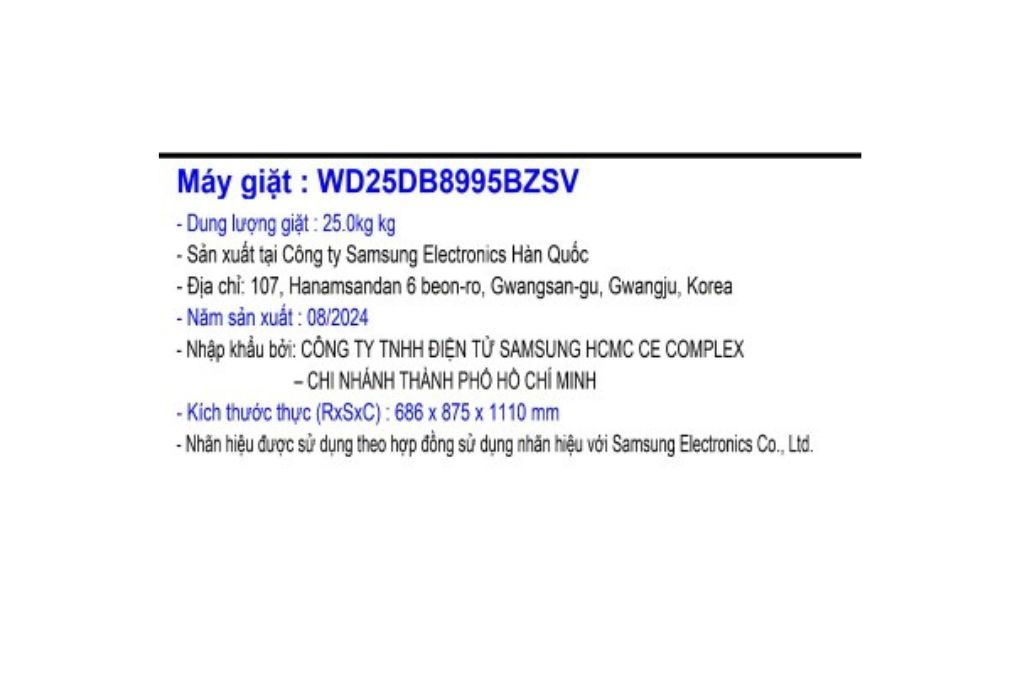 Máy giặt sấy Samsung AI Combo Heatpump Inverter giặt 25 kg - sấy 15 kg WD25DB8995BZSV Màu Xám