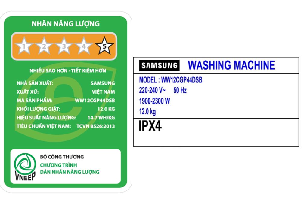 Máy giặt Samsung AI EcoBubble Inverter 12 kg WW12CGP44DSBSV Màu Đen