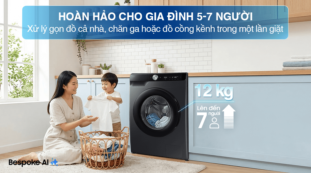 Khối lượng - Máy giặt Samsung AI EcoBubble Inverter 12 kg WW12CG604DLBSV Khối lượng - Máy giặt Samsung AI EcoBubble Inverter 12 kg WW12CG604DLBSV
