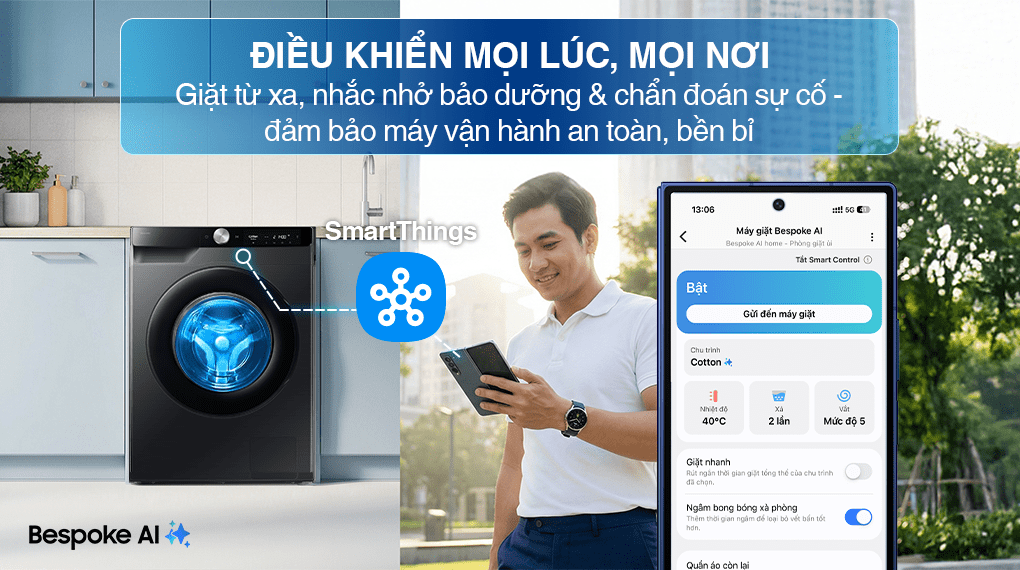 SmartThing - Máy giặt Samsung AI EcoBubble Inverter 12 kg WW12CG604DLBSV SmartThing - Máy giặt Samsung AI EcoBubble Inverter 12 kg WW12CG604DLBSV