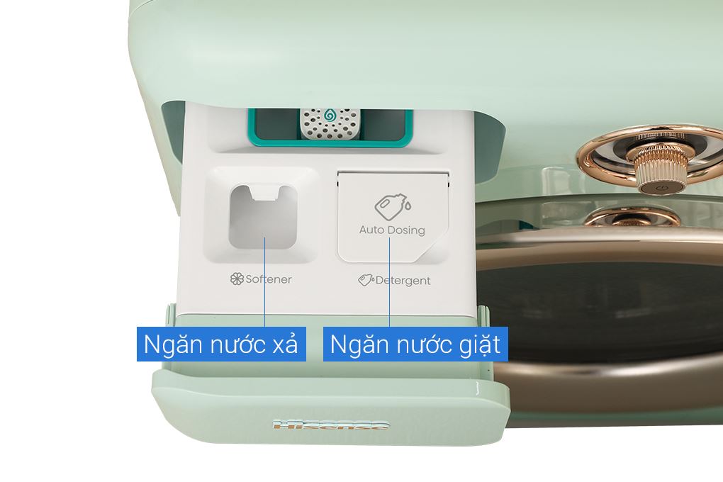 Máy giặt sấy Hisense Roman Holiday Inverter giặt 10.5 kg - sấy 7 kg WD105R5 Màu Xanh mint