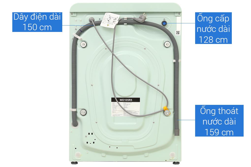 Máy giặt sấy Hisense Roman Holiday Inverter giặt 10.5 kg - sấy 7 kg WD105R5 Màu Xanh mint